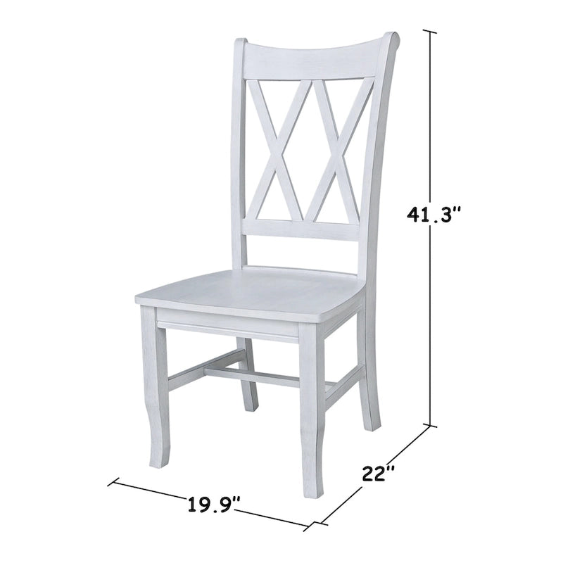 Double X-Back Solid Parawood Dining Chairs Set of 2 Multiple Finishes