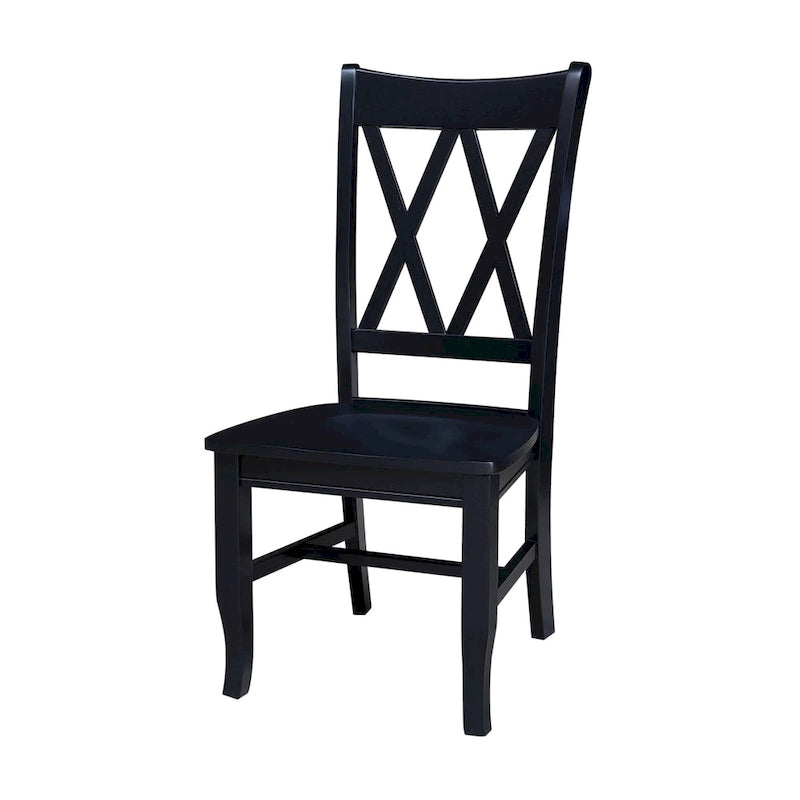 Double X-Back Solid Parawood Dining Chairs Set of 2 Multiple Finishes