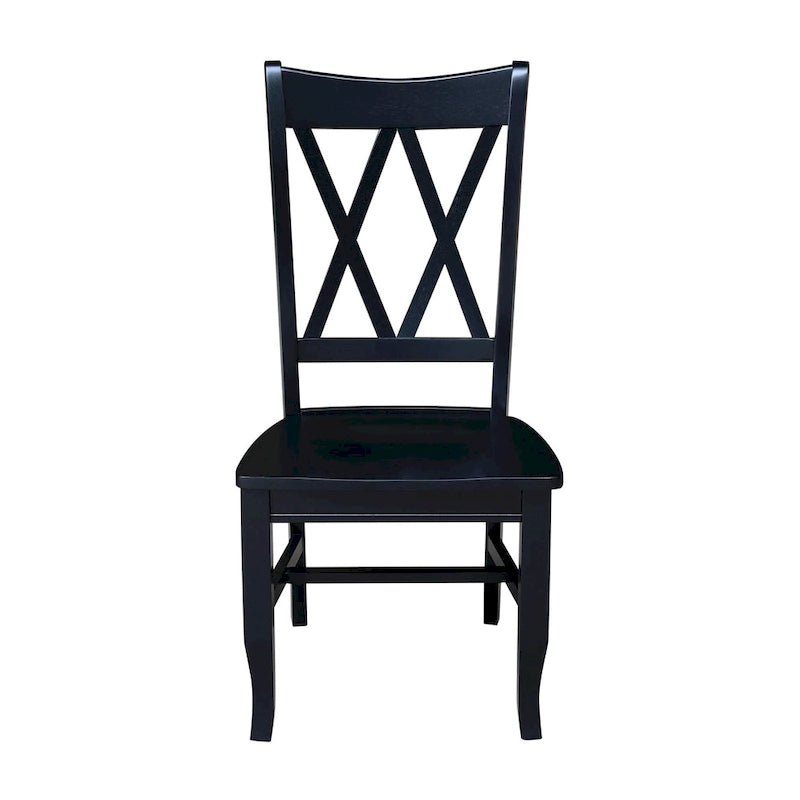 Double X-Back Solid Parawood Dining Chairs Set of 2 Multiple Finishes