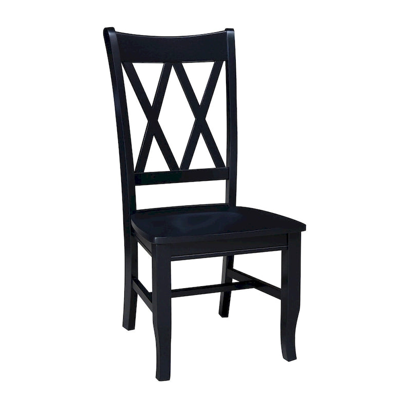 Double X-Back Solid Parawood Dining Chairs Set of 2 Multiple Finishes