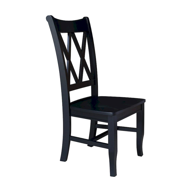 Double X-Back Solid Parawood Dining Chairs Set of 2 Multiple Finishes