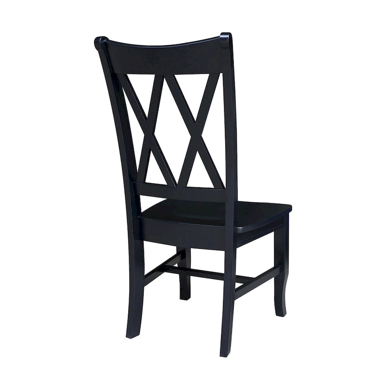 Double X-Back Solid Parawood Dining Chairs Set of 2 Multiple Finishes
