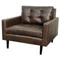 Mid-Century Tufted Bonded Leather Arm Chair