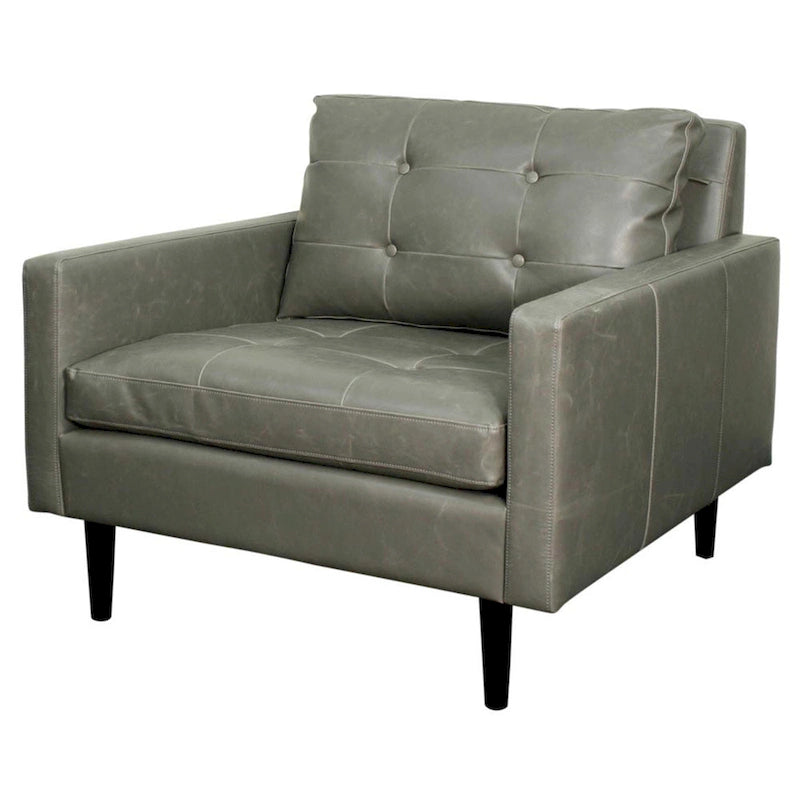 Mid-Century Tufted Bonded Leather Arm Chair