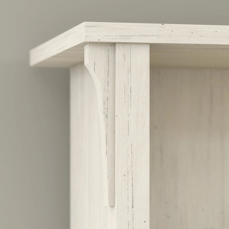 60 Inch L-Shaped Desk with Hutch and Lateral File Cabinet in Antique White