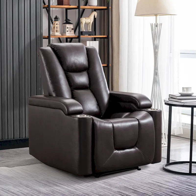 Power Recliner Chair with USB Ports and Cup Holders Faux Leather