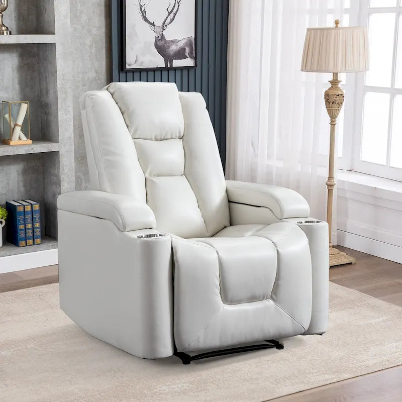 Power Recliner Chair with USB Ports and Cup Holders Faux Leather