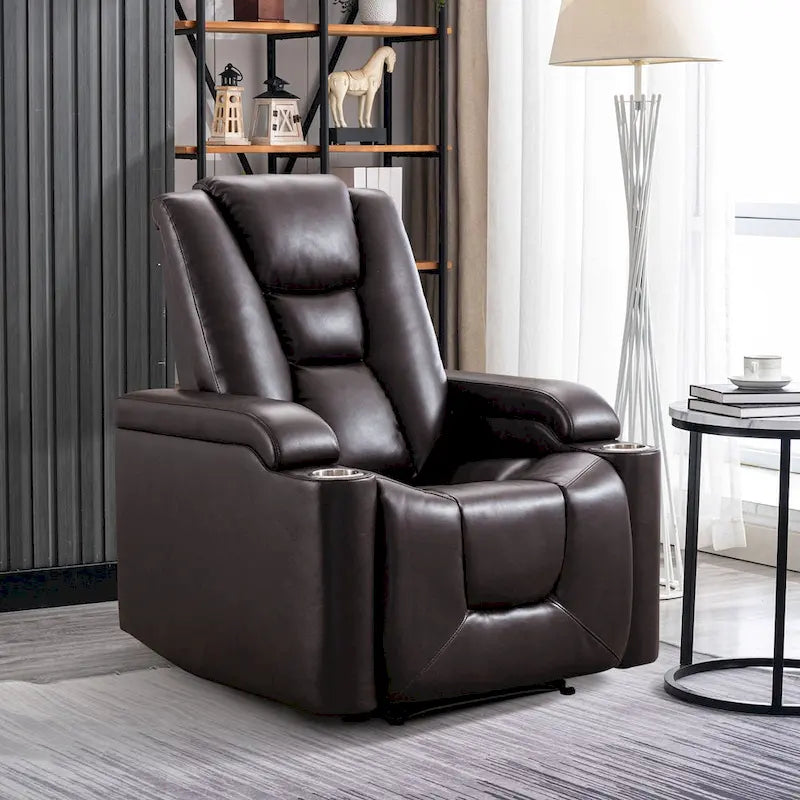 Power Recliner Chair with USB Ports and Cup Holders Faux Leather