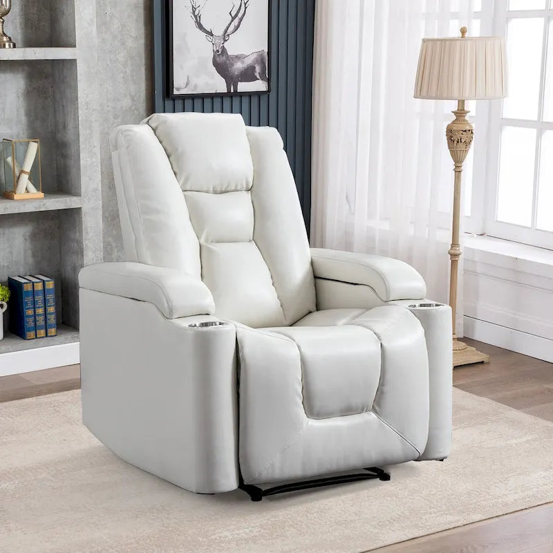 Power Recliner Chair with USB Ports and Cup Holders Faux Leather