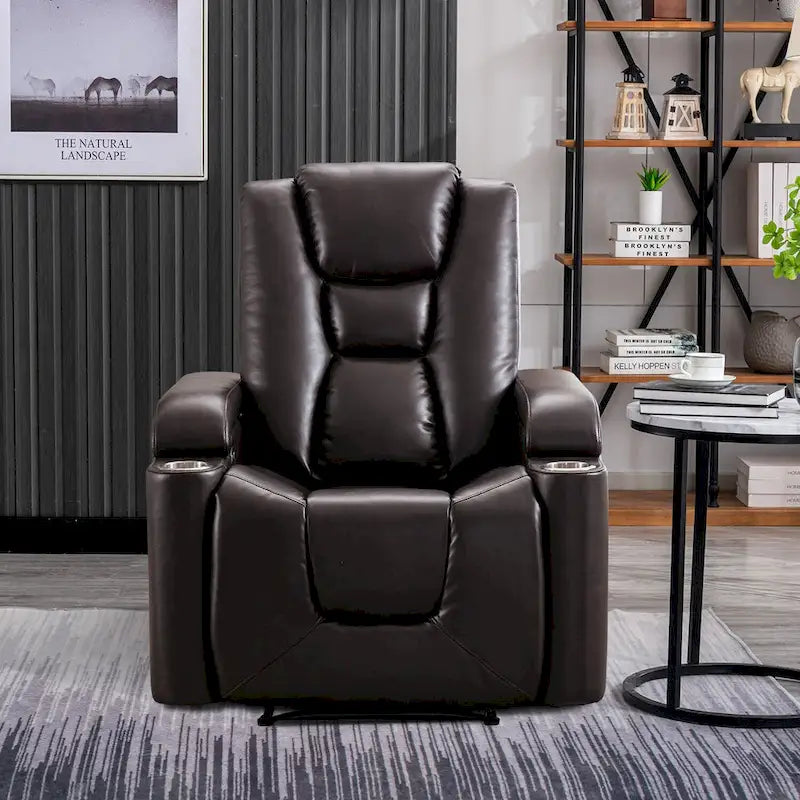 Power Recliner Chair with USB Ports and Cup Holders Faux Leather
