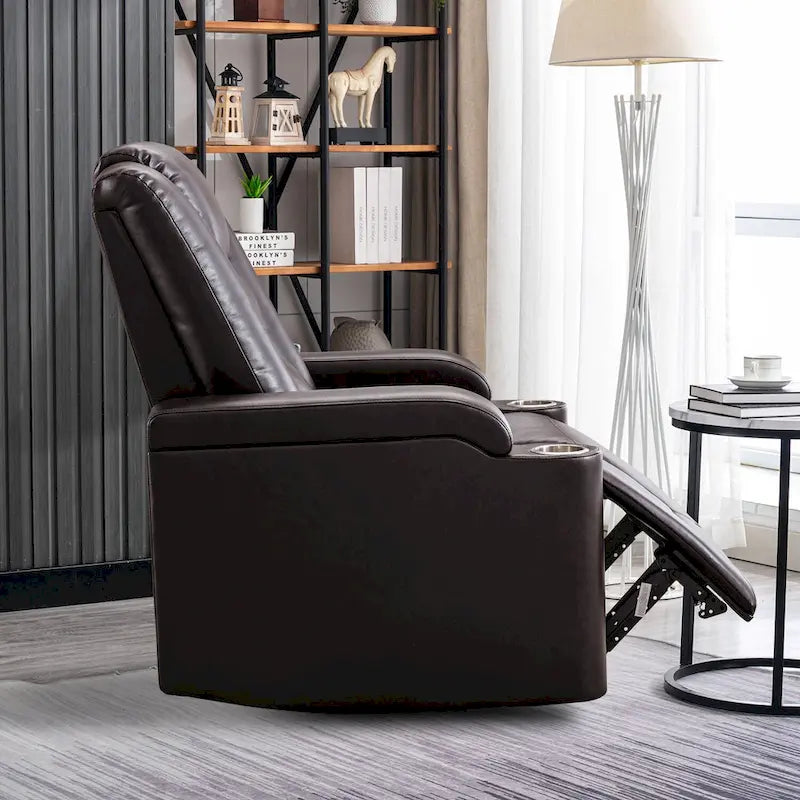 Power Recliner Chair with USB Ports and Cup Holders Faux Leather