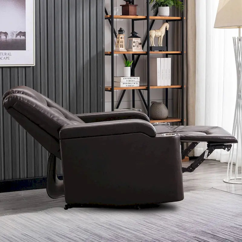Power Recliner Chair with USB Ports and Cup Holders Faux Leather