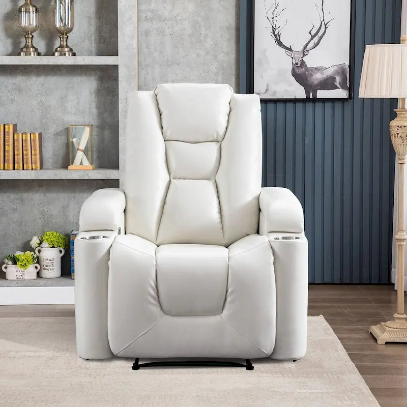 Power Recliner Chair with USB Ports and Cup Holders Faux Leather