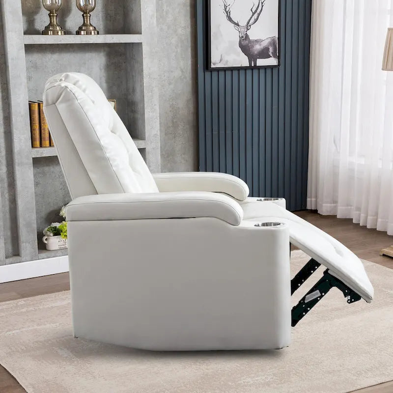 Power Recliner Chair with USB Ports and Cup Holders Faux Leather