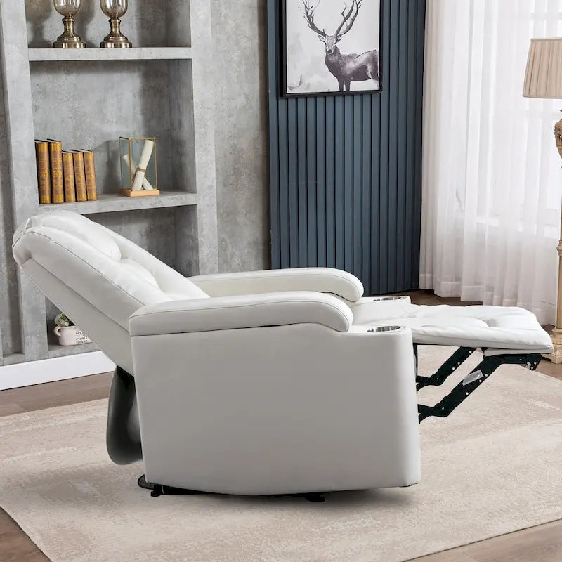 Power Recliner Chair with USB Ports and Cup Holders Faux Leather