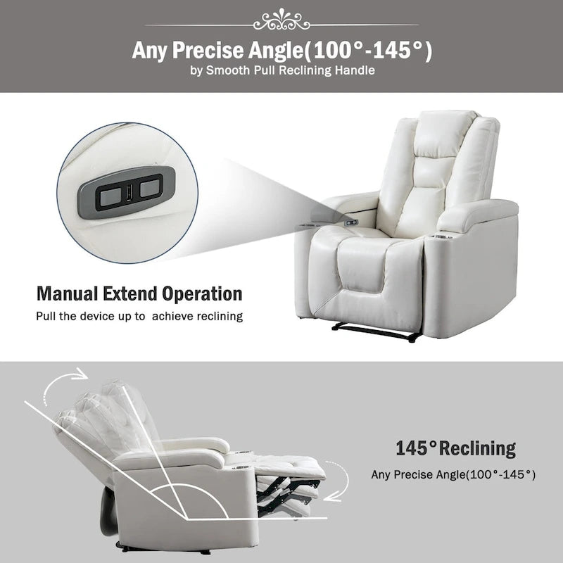 Power Recliner Chair with USB Ports and Cup Holders Faux Leather