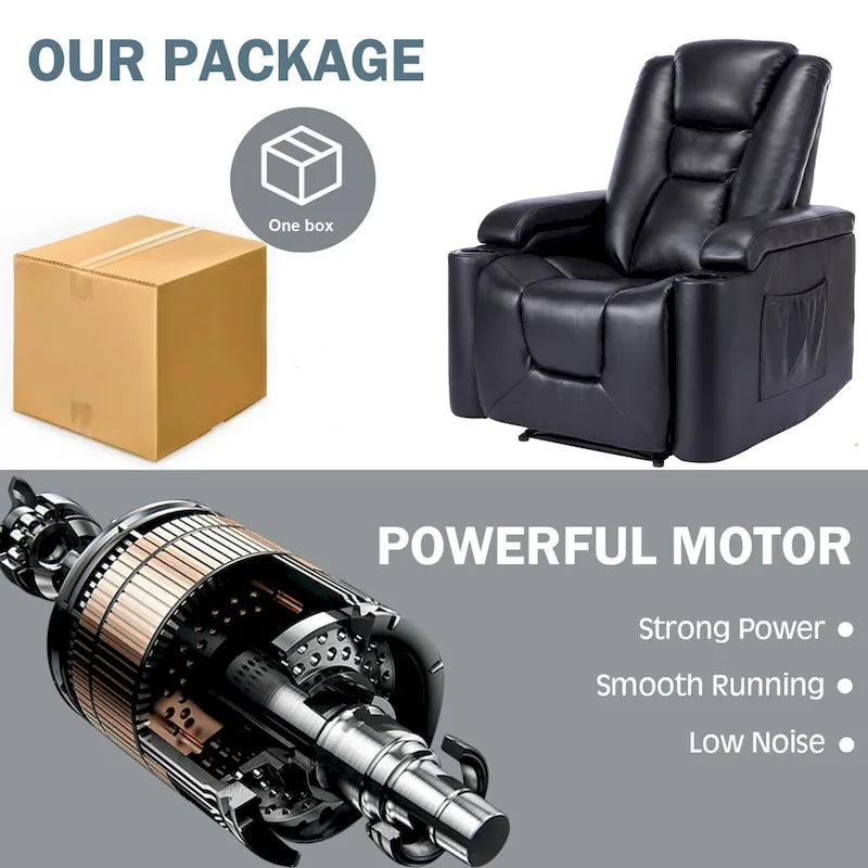 Power Recliner Chair with USB Ports and Cup Holders Faux Leather