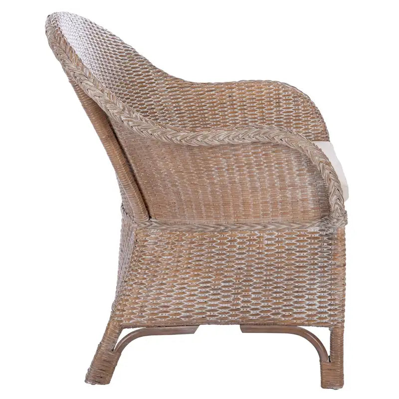 Grey Rattan Accent Chair with White Cushion