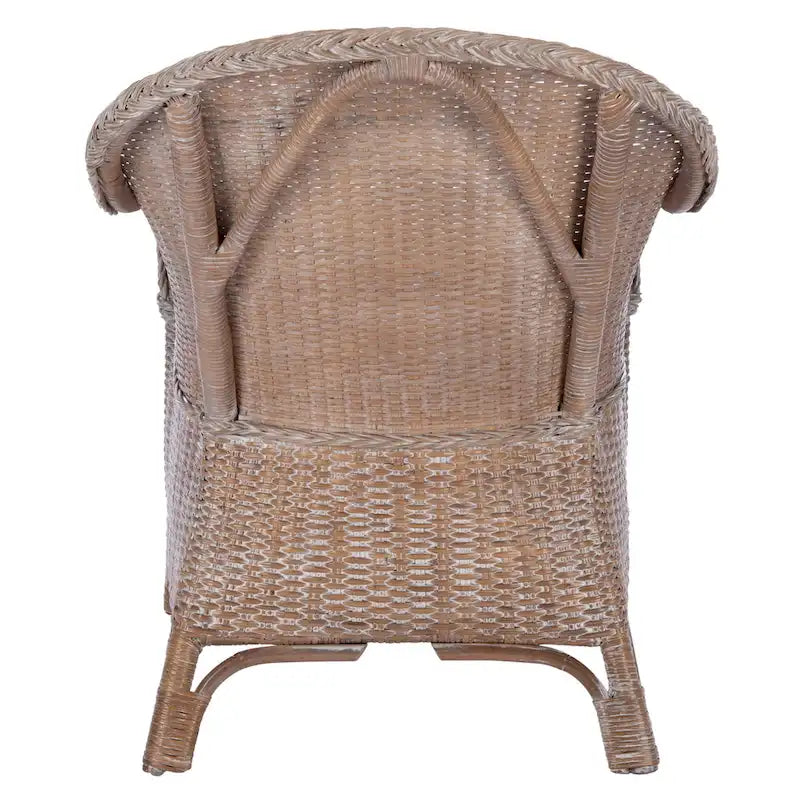 Grey Rattan Accent Chair with White Cushion