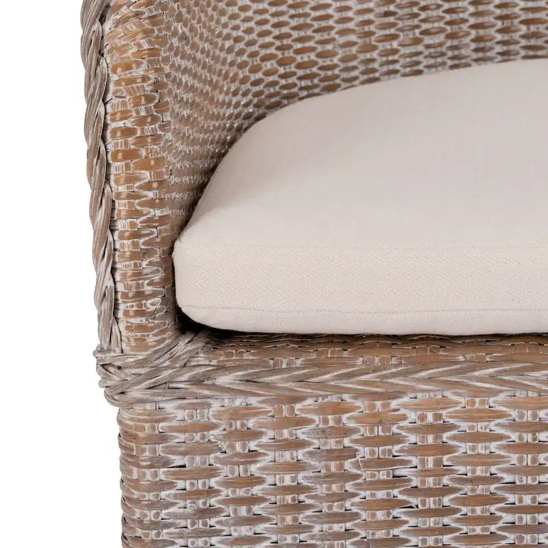 Grey Rattan Accent Chair with White Cushion