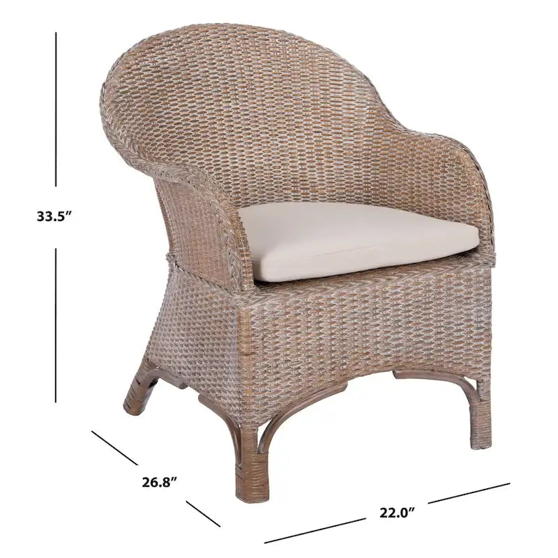 Grey Rattan Accent Chair with White Cushion