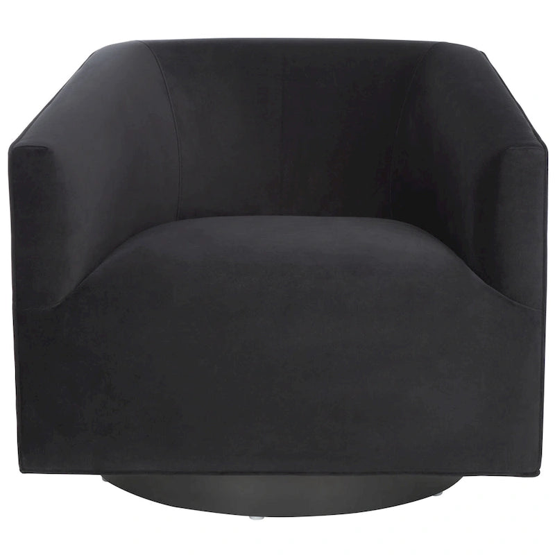 Velvet Swivel Accent Chair with Black Swivel Base
