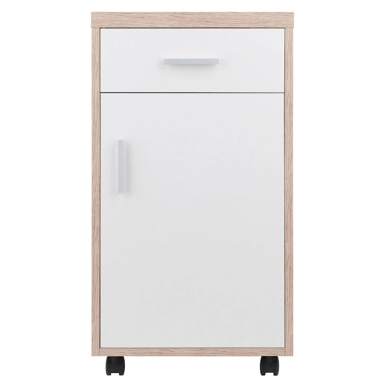 Mobile Storage Cabinet with 1 Drawer and Locking Casters in Linen White 15.75x18x29 Inch