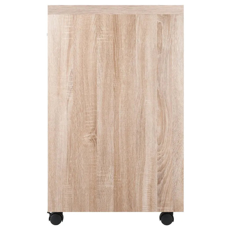 Mobile Storage Cabinet with 1 Drawer and Locking Casters in Linen White 15.75x18x29 Inch