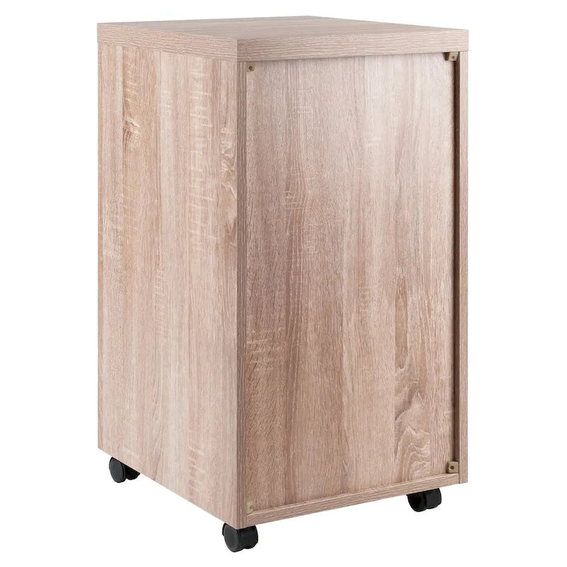 Mobile Storage Cabinet with 1 Drawer and Locking Casters in Linen White 15.75x18x29 Inch