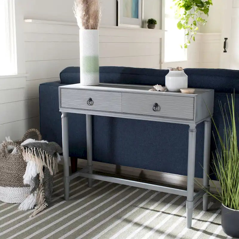 French Country Console Table with 2 Drawers and Carved Accents 36 Inch