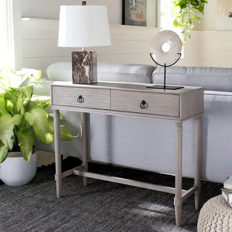 French Country Console Table with 2 Drawers and Carved Accents 36 Inch