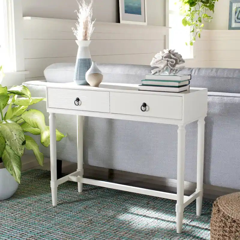 French Country Console Table with 2 Drawers and Carved Accents 36 Inch