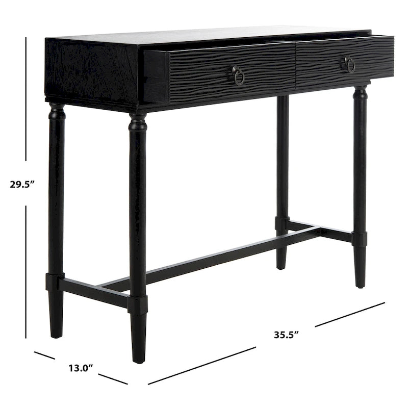 French Country Console Table with 2 Drawers and Carved Accents 36 Inch