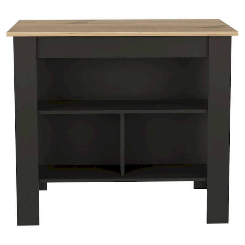 40.5 Inch Wood Kitchen Island with 3 Storage Shelves and Dining Table Top