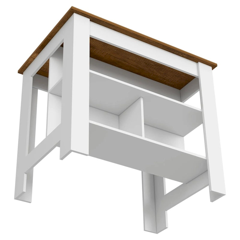 40.5 Inch Wood Kitchen Island with 3 Storage Shelves and Dining Table Top