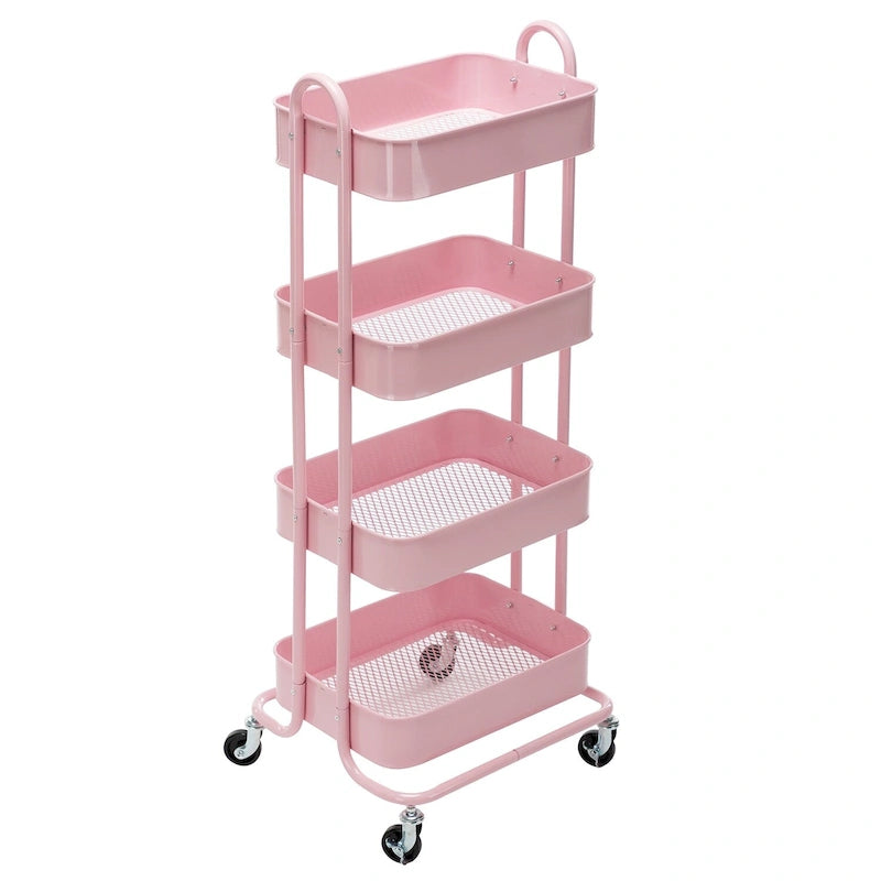 4-Tier Metal Rolling Utility Cart with Wheels 17.7x13.7x42.9 Inch