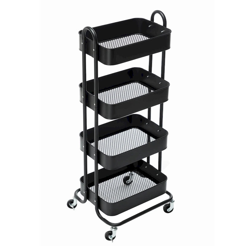 4-Tier Metal Rolling Utility Cart with Wheels 17.7x13.7x42.9 Inch