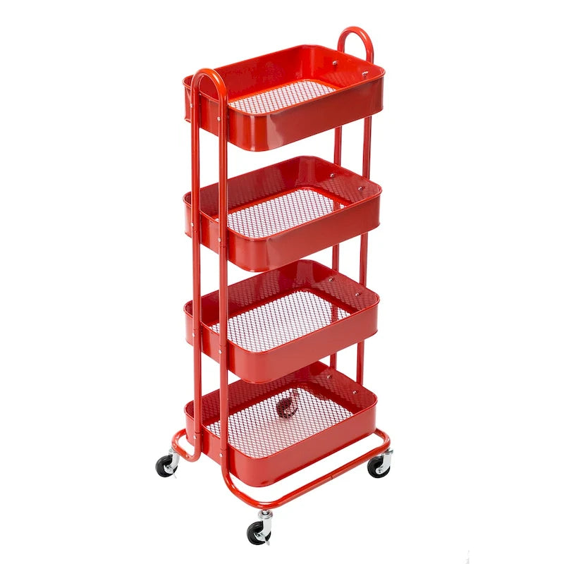 4-Tier Metal Rolling Utility Cart with Wheels 17.7x13.7x42.9 Inch