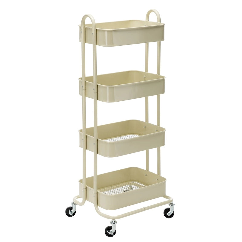 4-Tier Metal Rolling Utility Cart with Wheels 17.7x13.7x42.9 Inch
