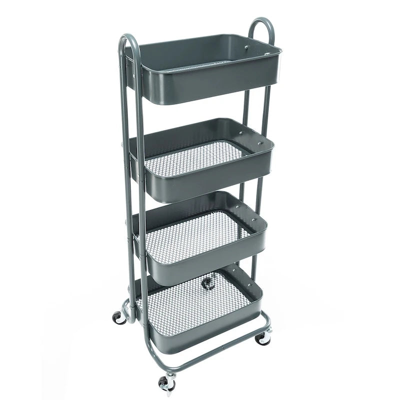 4-Tier Metal Rolling Utility Cart with Wheels 17.7x13.7x42.9 Inch