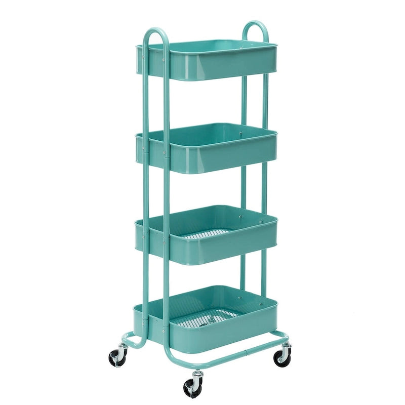 4-Tier Metal Rolling Utility Cart with Wheels 17.7x13.7x42.9 Inch
