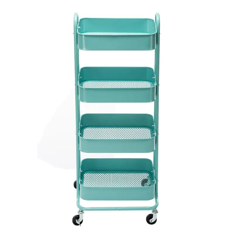 4-Tier Metal Rolling Utility Cart with Wheels 17.7x13.7x42.9 Inch