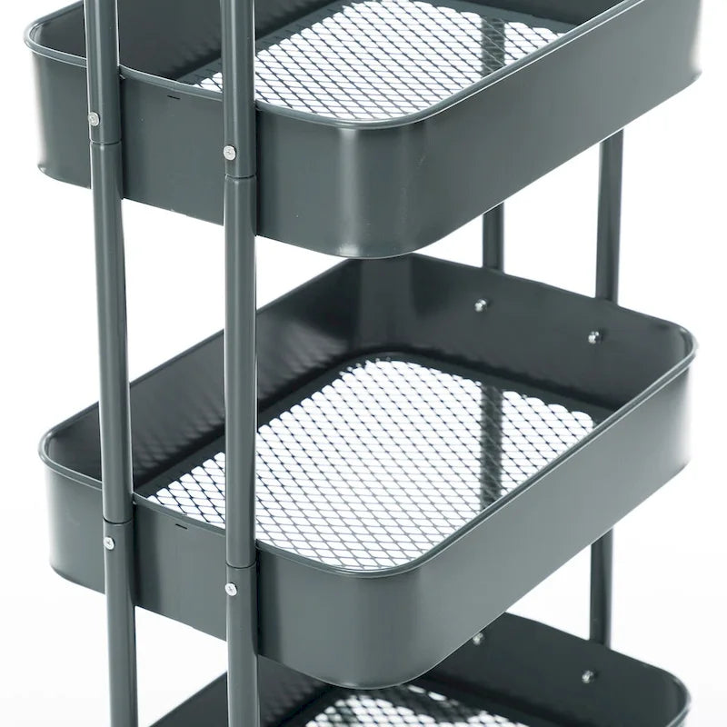 4-Tier Metal Rolling Utility Cart with Wheels 17.7x13.7x42.9 Inch