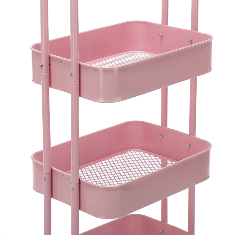 4-Tier Metal Rolling Utility Cart with Wheels 17.7x13.7x42.9 Inch