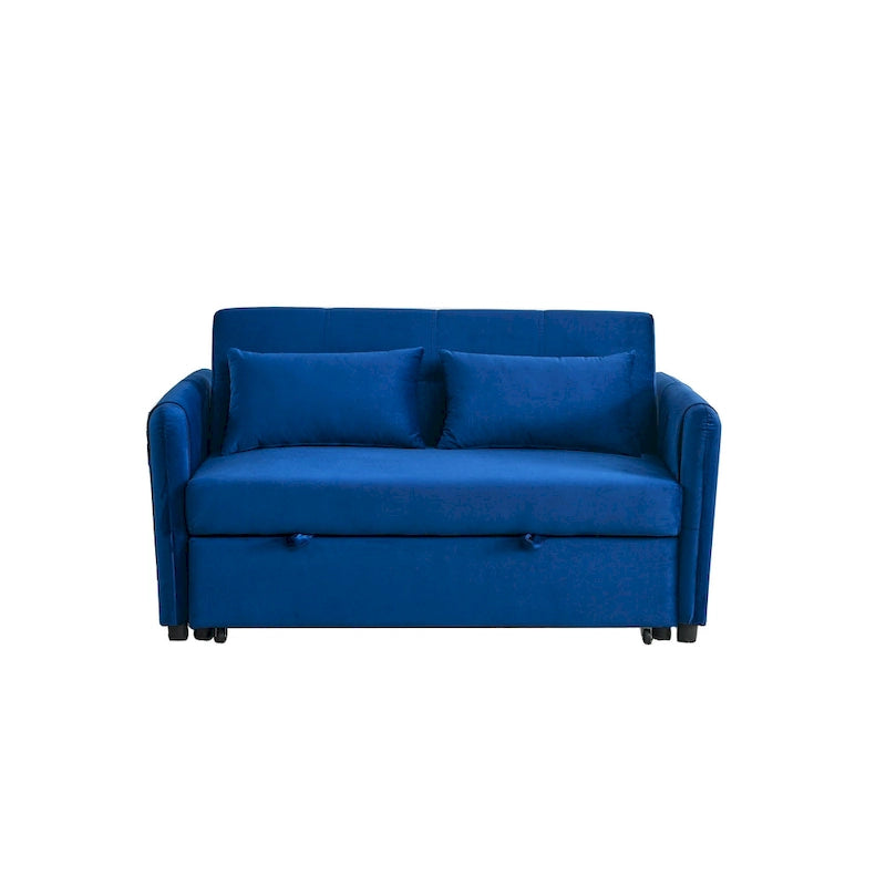 3-in-1 Convertible Velvet Sofa Bed with Pullout Trundle and Adjustable Backrest 54 Inch