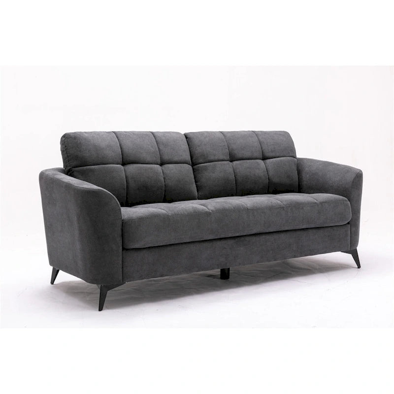 3-Piece Velvet Tufted Living Room Set Sofa Loveseat and Chair with Black Metal Legs