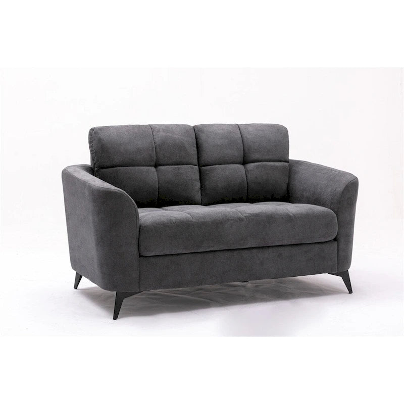 3-Piece Velvet Tufted Living Room Set Sofa Loveseat and Chair with Black Metal Legs