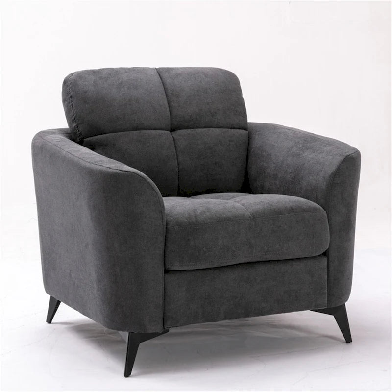3-Piece Velvet Tufted Living Room Set Sofa Loveseat and Chair with Black Metal Legs