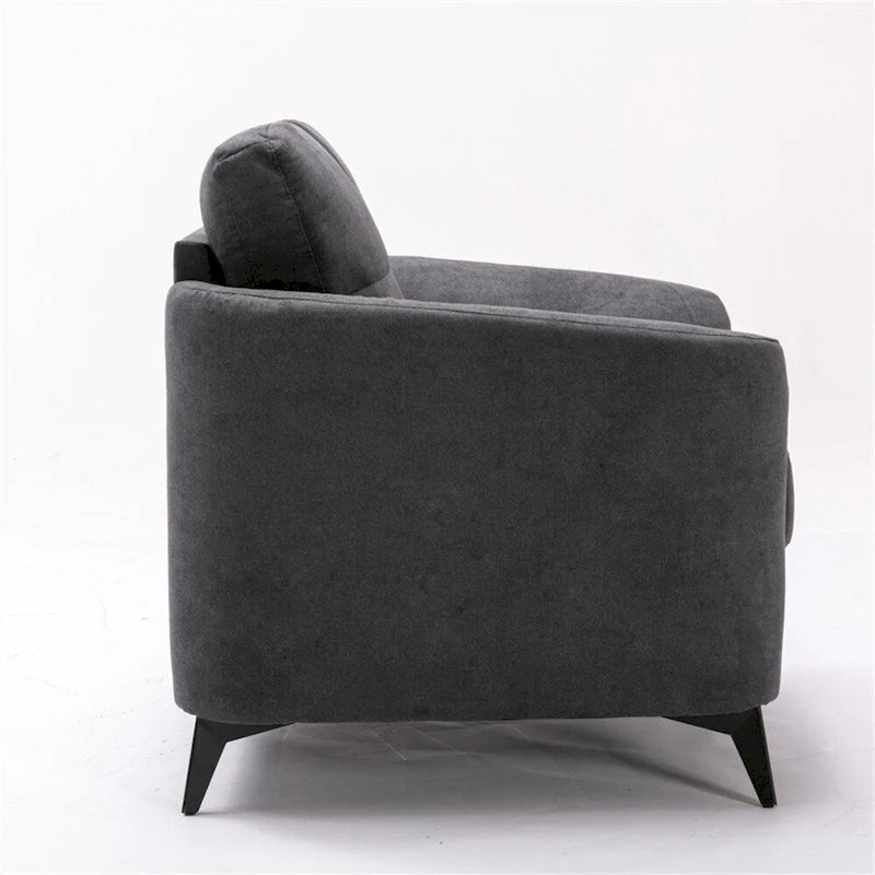 3-Piece Velvet Tufted Living Room Set Sofa Loveseat and Chair with Black Metal Legs