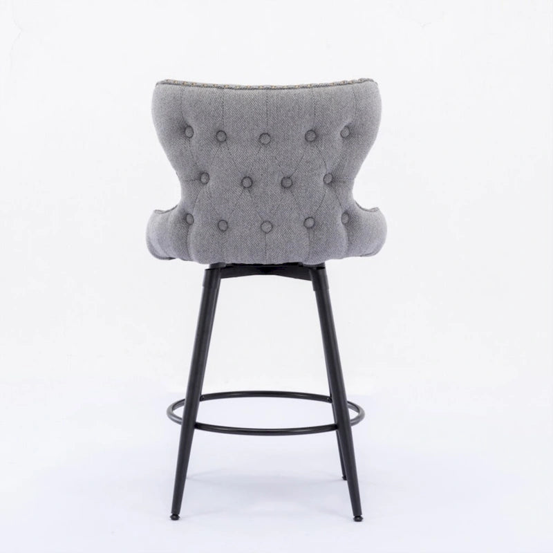 Counter Height Leathaire Bar Chairs with 180-Degree Swivel and Gold Nailhead Trim Set of 2